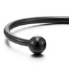 COOLSTEELANDBEYOND Elastic Adjustable Black Stainless Steel Ball Cuff Bangle Bracelet