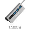SABRENT 3 Port Usb 3.0 Hub With Card Reader Gray