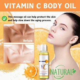 Vitamin C Oil, Vitamin C Body Oil, Organic Vitamin C Massage Oil, Body Moisturiser, Brightening Body Oil, Face&Body Skin Care - Massage Body Oil for Dry Skin Easy Absorb&Anti Winkle