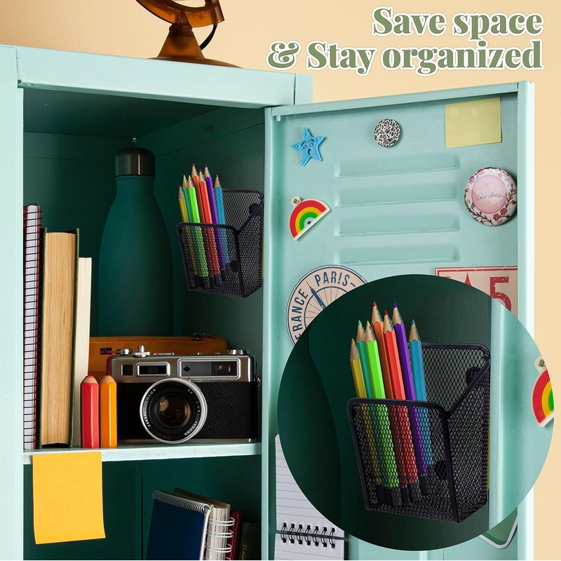 Magnetic Mesh Pencil Holder Set | Heavy-Duty Steel Organizers for
