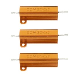 BOJACK 50W 25 Ohm Resistor Aluminum Case Wirewound Chassis Mounted (Pack of 3pcs)