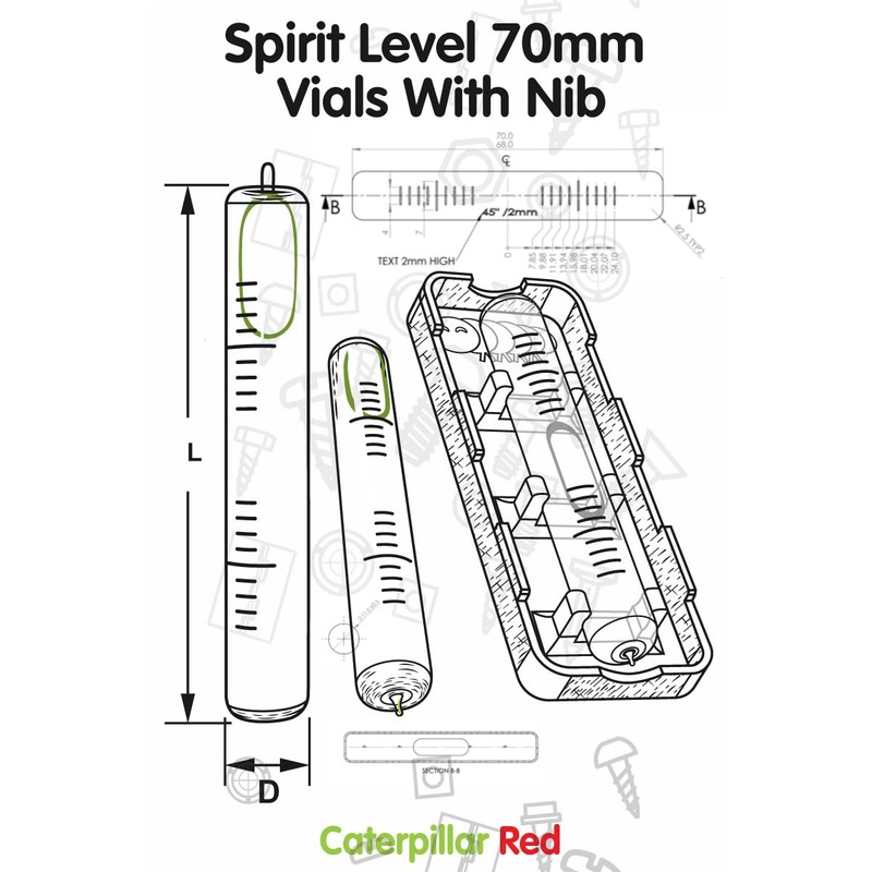 Replacement Level Glass Vial, Spirit Bubble Level, Clear with nib,