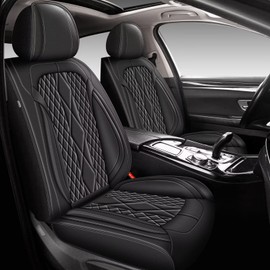 AOMSAZTO Car Seat Covers Front Seats Fit for kia Sedona 2015-2021: Waterproof Breathable Durable Faux Leather Car Seat Cushion Compatible Airbag(2 Seat Covers Black)