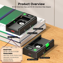 Palogreen NP-F Battery Adapter Mount Plate for Sony Battery or BMPCC 4K, 6K, 6K Pro,GH5,Z6 Z7 with USB-C Port and Dual DC Outputs 12V/8V Output Port Compatible with NP-F970, NP-F550, NP-F750, DSLR