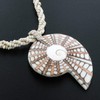 Adorable Cone Shell With Eye Cream White Pendant Beige Beads