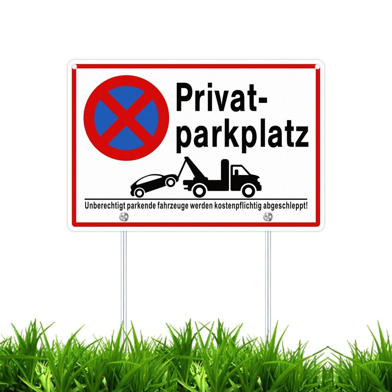 SINMAO Private Parking Sign with Post Holder Aluminium 30 x