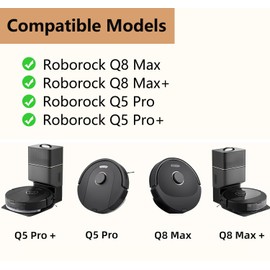 17 Accessories Q8 Max Q8 Max Q5 Pro Q5 Pro Vacuum Replacement Part for Roborock, 2 Main Brushes, 6 Side Brushes, 4 Hepa Filters, 4 Mops, 1 Cleaning Brush