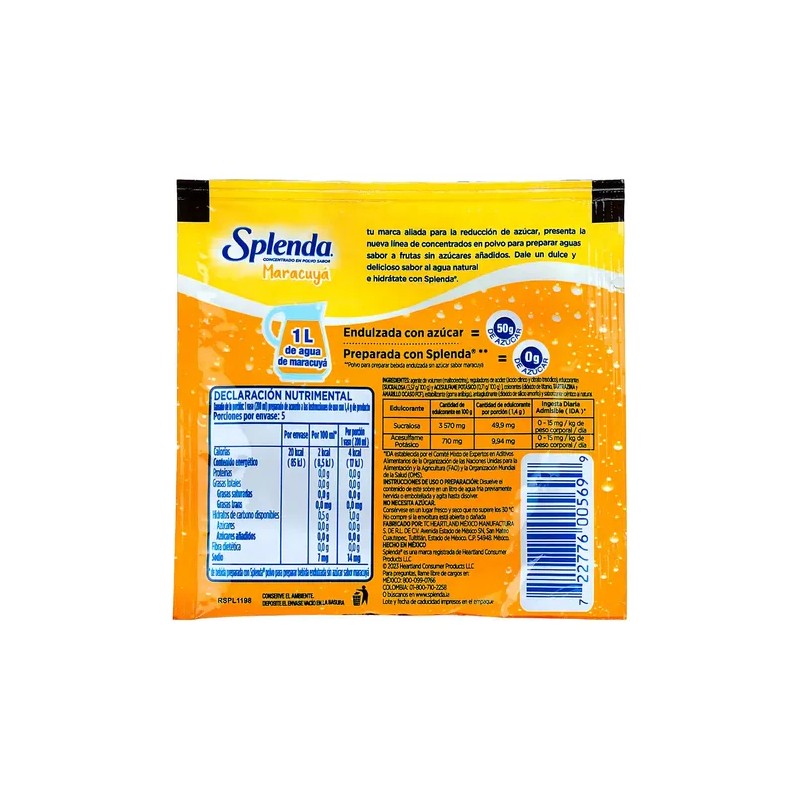 Concentrado En Polvo Splenda Maracuyá 7g