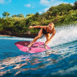 SPORFIT Bodyboard, 33/37/41 Inch Lightweight Surf Board with EPS Core, XPE Deck & HDPE Slick Bottom, Adjustable Wrist Leash, Body Board for Beach, Suitable for Kids Adults (Pink Flower, 33")