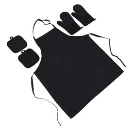 LABRIMP Cooking Apron Suit Heat Resistant Mitts Pot Holders Set for Men Women Kitchen Cookware Accessories