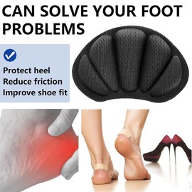 KIRZAX 4 Paar Fersenschutz Schuheinlagen, Fersen Patch,Sneaker Reparatur Patch,Bequemer Fersenschoner,Selbstklebende rutschfeste Fersenkissen,Fersenpolster Reparatur für die Meisten Arten, Schwarz