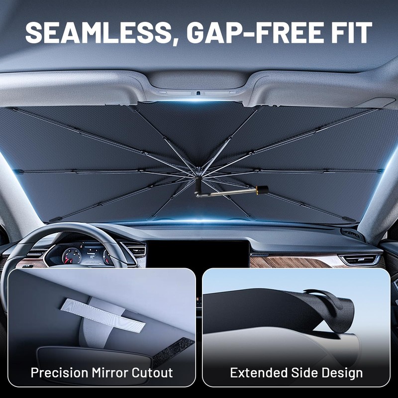 [2026 Upgraded] Car Windshield Sun Shade Umbrella(X-Small 55" L x