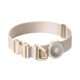 BuddyArmor Dog Airtag Collar Adjustable Soft Nylon Lightweight Dog Collar Quick Release with Alloy Buckle, Airtag Holder Case Airtag Collar for Medium Large Dogs (Linen, M)