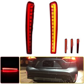 KENRTIR 2pcs Red Lens LED Brake Sequential Turn Signal Tail Light For 2020 2021 Toyota Corolla Rear Bumper Reflector Lamp - Red Lens Tusk Style