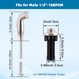 Universal Kitchen Side Sprayer Compatible with Moen Faucet, Kitchen Sink Faucet Sprayer Replacement with Quick Connector/Hose/Holder, Pull Out Sprayer Head Replacement, Easy to Install, Brushed Nickel