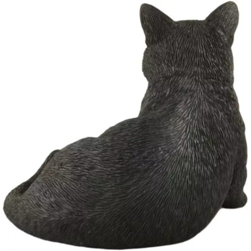 3 inch Black Cat Lounging Hand Painted Resin Figurine Statue