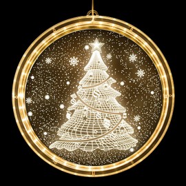 Christmas Decorative Window Light Warm White Hanging Christmas Lights 3D Christmas Tree Background Christmas Decoration Lights for Indoor Christmas Party Party Patio Christmas Decoration