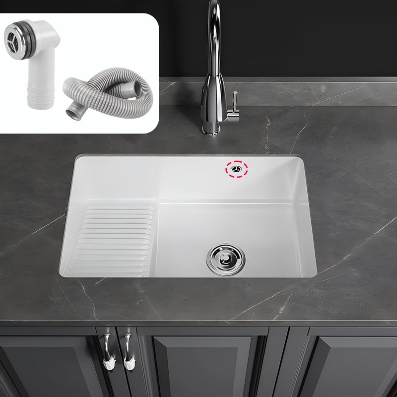 QRITY 1 PCS Overflow Pipe, 29x29mm Round Interface, Kitchen Sink