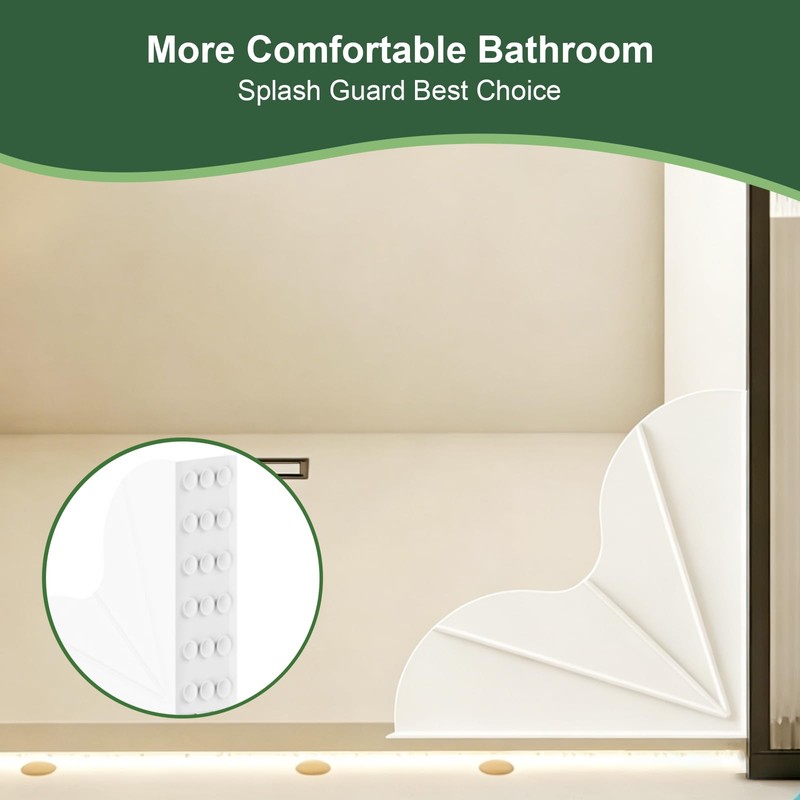 HJUHBDJ 2 Pc All-Silicone Shower Splash Guard with Suction Cups,