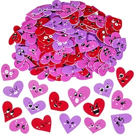Winlyn 477 Pcs Assorted Valentine's Day Stickers Embellishments Craft Smile Face Heart Shaped Cutouts Foam Stickers Self-Adhesive in Red Pink Purple for Kids Scrapbooking Cards Decoration
