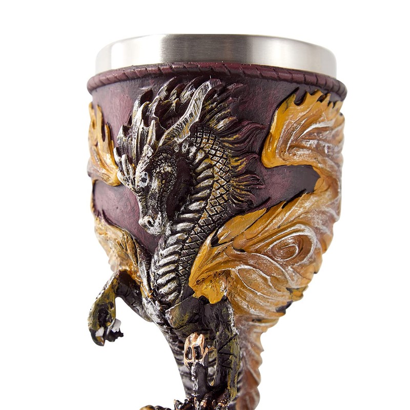 OTARTUDE Medieval Flame and Dragon Goblet Stainless Steel 210ml (Flame