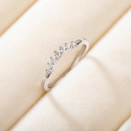 Mameloly Wedding Bands for Women Round Cut CZ Cubic Zirconia Curved Stackable Engagement Rings for Her Size 6