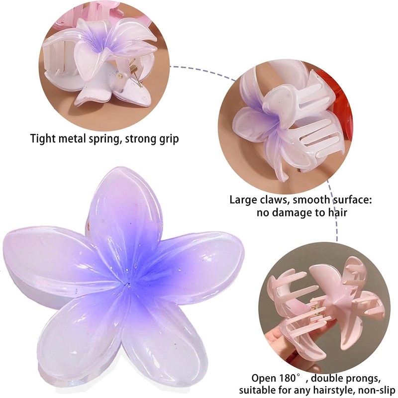 7 PCS Hawaiian Plumeria Hair Clips Tropical Flower Hairpin Cute