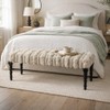 LR Home Cream Tufted Upholstered Bench for Bedroom or Living
