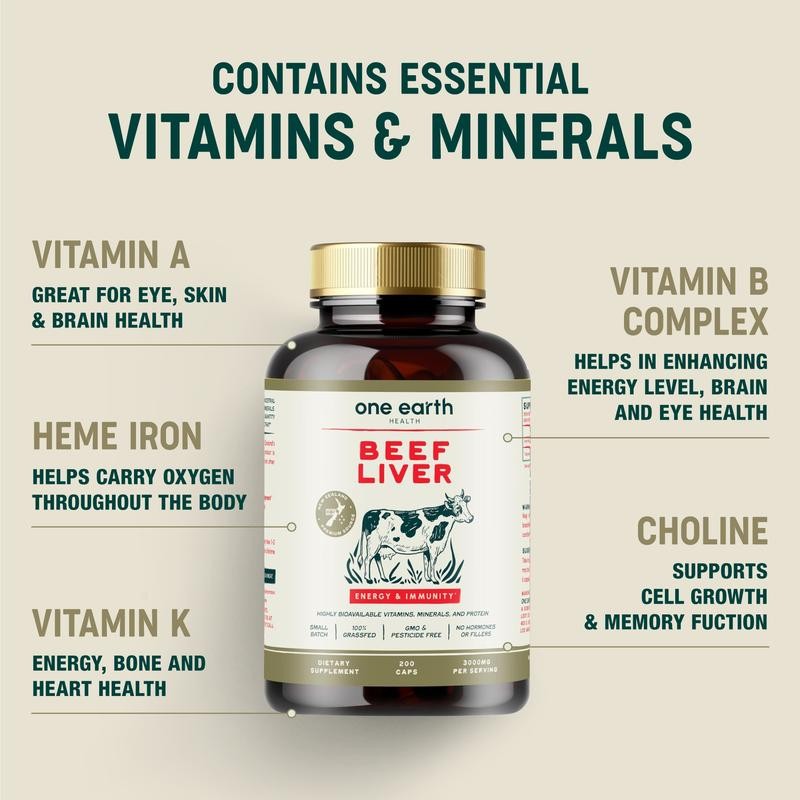 One Earth Health New Zealand 100% Grass Fed Beef Liver