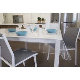 GEMITEX Transparent Glittered Tablecloth Gold Effect, Waxed, Made in Italy, 140 x 220 cm