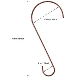 Hotop 6 Pieces Heavy Duty Big S Hooks Bird Feeder Garden Rustproof Stainless Steel Hook for Tree Branch, Kitchen, Bird House, Plants, Baskets, Lanterns and Bicycles(12 Inch,Bronzed)