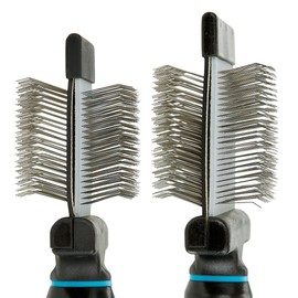 Ergonomic Double Sided Flexible Slicker Brushes for Dog Cat Pet Pro Grooming or Home Use (Set of Both Brushes)