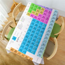Swono Periodic Table of Elements Tablecloths Colorful Chemistry Atomic Elements Kitchen Dinning Tabletop Decoration, Polyester Table Cover for Indoor Outdoor 50x72 Inch Tablecloth