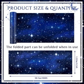 Preboun Space Galaxy Backdrop 4.5 x 100 ft Kids Stars Birthday Backdrops for Party Decorations Disposable Starry Theme Background Photo for Classroom Boy Photography Supply Decor