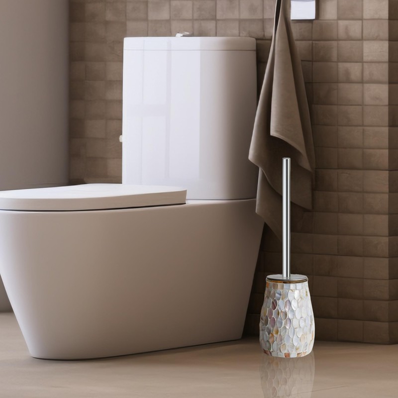 Escenzy Modern Toilet Brush and Holder Set | Natural Shell