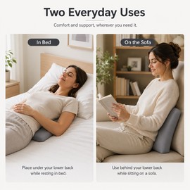 Lumbar Support Pillow for Sleeping – Memory Foam Waist Cushion for Bed, Sofa, Chair & Travel Comfort