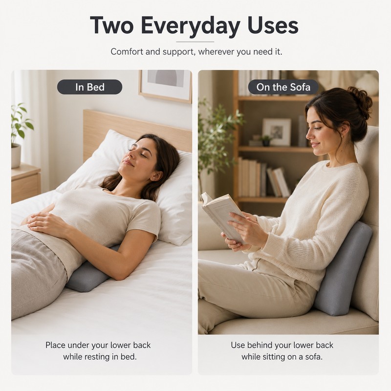 Lumbar Support Pillow for Sleeping – Memory Foam Waist Cushion