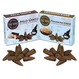 Backflow Incense Cones - Combo Pack of 20 Incense Cones Waterfall - 10 Frankincense + 10 Palo Santo - Incense Backflow Cones - Waterfall Incense Cones - Incense Waterfall Cones