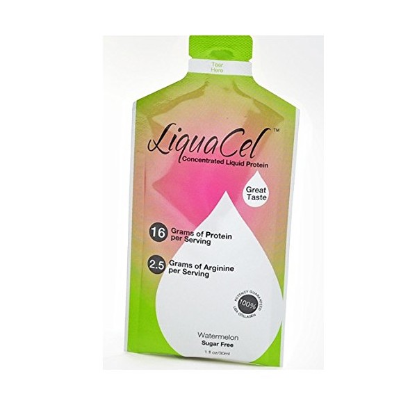 LiquaCel Liquid Protein 16g Watermelon Collagen Whey Arginine per 1oz Serving 10 Packets
