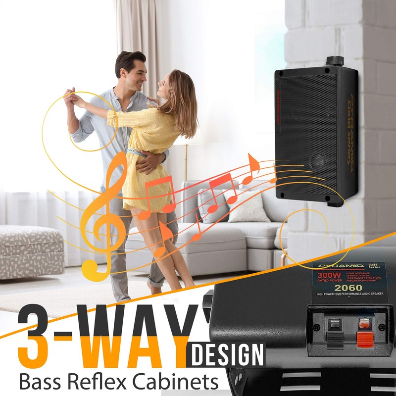 Pyramid 2060 300-Watt 3-Way Mini Box Speaker System
