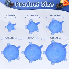 12PCS Different Specifications Silicone Lids, Silicone Stretch Lids, Silicone Lids for Food Storage, Reusable Bowl Covers, Suitable for Bowls, POTS, Cups, Plates, Fruits, Vegetables(White + Blue)