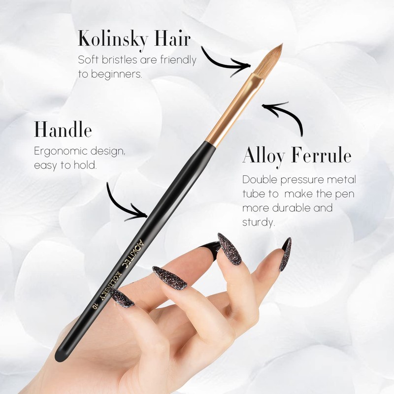 Acrylic Brush for Nails Aokitec 100% Sable Kolinsky Nail Brush