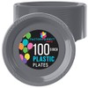 Exquisite Party Solids Silver Plastic Plates - 9 Inch, 100