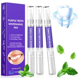Teeth Whitening Pen Teeth Whitening Pen - Pack of 3 Purple Teeth Whitening Pen, Teeth Whitening Essence Teeth Bleaching Gel, Quick Whitening Bleaching Teeth, Effective Removal of Stains