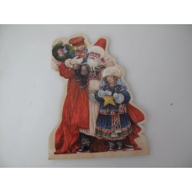 Vintage Lot of 3 Childrens Christmas Greeting Card SANTA With Kids