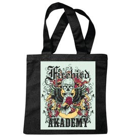 Tasche Umhängetasche FIREBIRD AKADEMY SKULL BIKERSHIRT GOTHIC BIKE CLUB MC MOTORCYCLE CHOPPER CUSTOM MOTORRAD MOTORRADTREFFEN CLUB TREFFEN Einkaufstasche Schulbeutel Turnbeutel in Schwarz