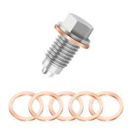 M12x1.75 Magnetic Oil Drain Plug Kit,Stainless Steel Oil Pan Drain Plug with 5PCS Gaskets,Automotive Replacement Engine Oil Drain Plugs Car Accessories for Most Vehicles (M12*1.75)