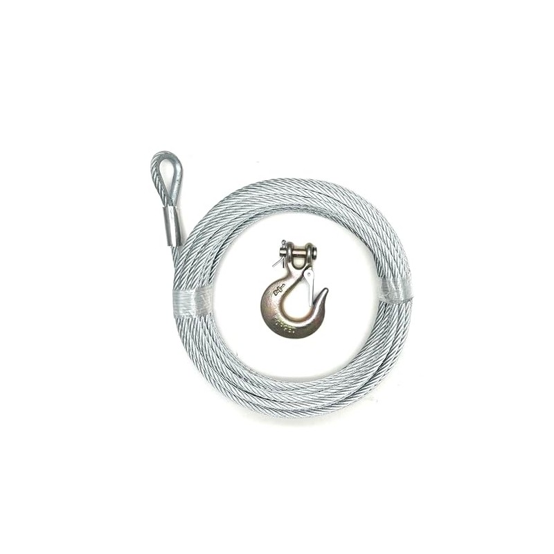 Galvanized Steel Winch Cable 1/4", 7x19 Flexible Construction, 50 Ft