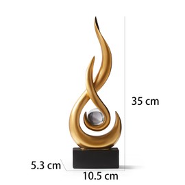 LNXMES Schwarze Flamme Skulpturen Dekor für Wohnzimmer, Moderne Minimalist Statue Home Dekoration für Esszimmer, Abstrakte Kunst Skulptur für Regal TV Stand Couchtisch Deko (Gold-35cm)