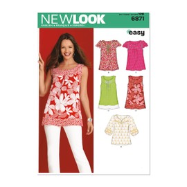 New Look 6871 Size A Misses' Tops Sewing Pattern, Multi-Colour, white, U06871A,A (10-12-14-16-18-20-22)